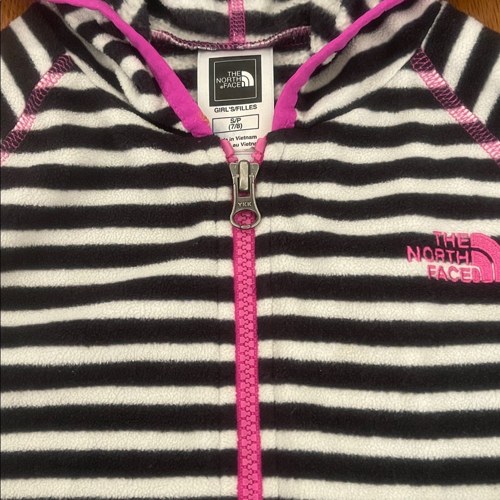 The North Face Striped Full Zip Lightweight Fleece Jacket- S/7/8 - Picture 4 of 5